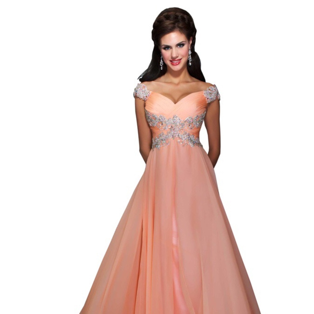 Macduggal Peach Chiffon dress Size 10